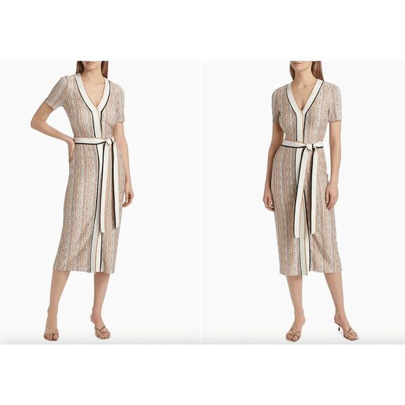 Ramy Brook Ronda Striped Knit Tie-Waist Midi-Dress Size XS $595 - Picture 1 of 10